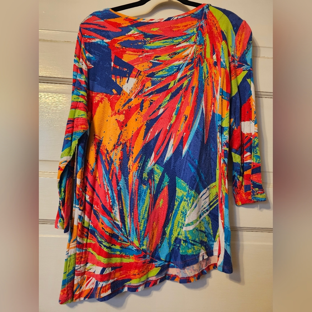 Ruby Rd. Multicolor Abstract Long Sleeve Top - Picture 5 of 6